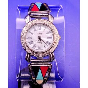 Vintage Collezio Ladies Watch w/Multi Color Enamel Band & MOP Dial - New Battery